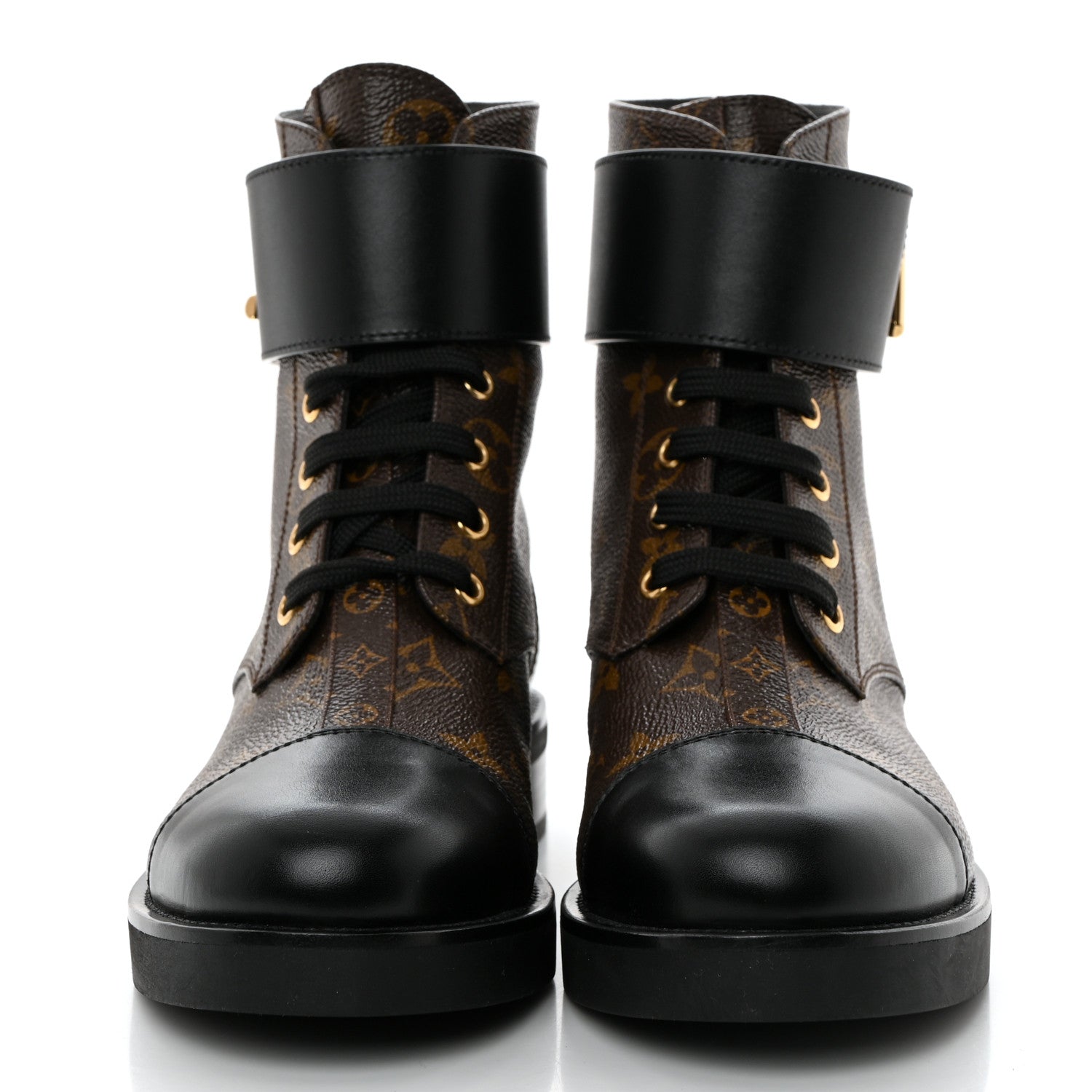 Louis Vuitton Calfskin Monogram Wonderland Flat Ranger Boots 38 Black 2 of 9