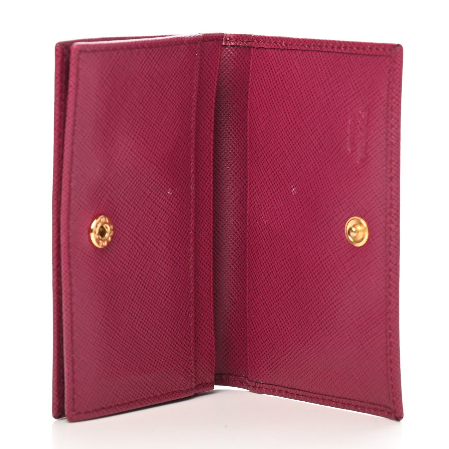 Prada Saffiano Metal Bi-Fold Card Holder Wallet Peonia 5 of 8