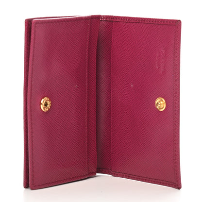 Prada Saffiano Metal Bi-Fold Card Holder Wallet Peonia 5 of 8
