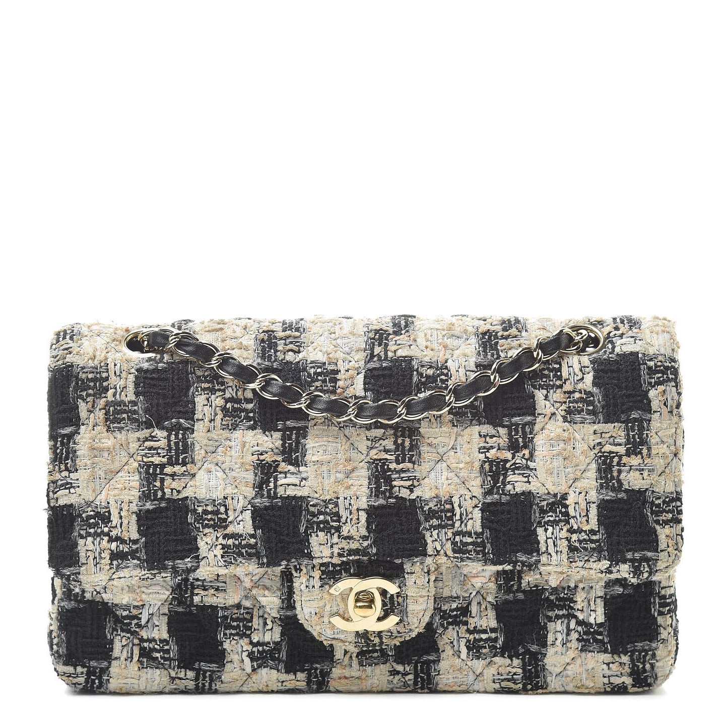 Tweed Quilted Medium Double Flap Multicolor