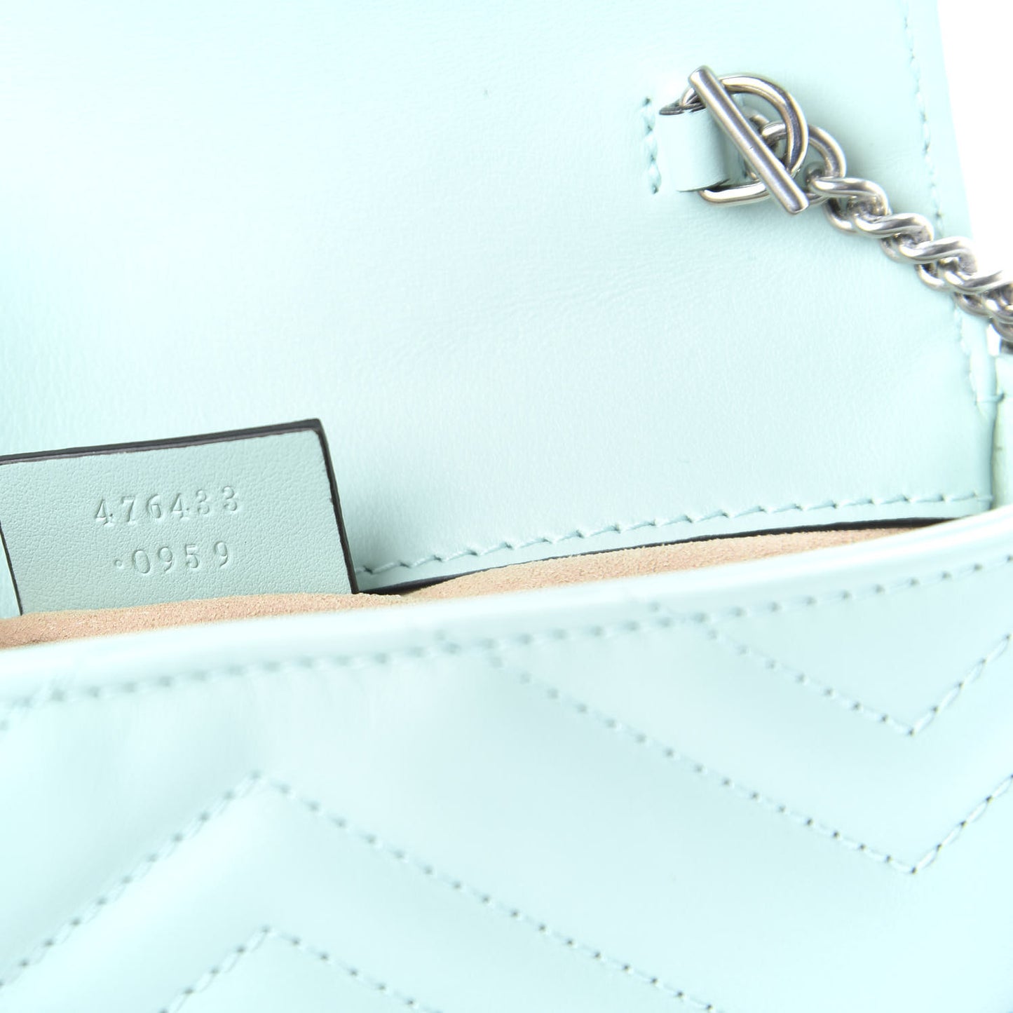 Calfskin Matelasse Super Mini GG Marmont Shoulder Bag Water Green