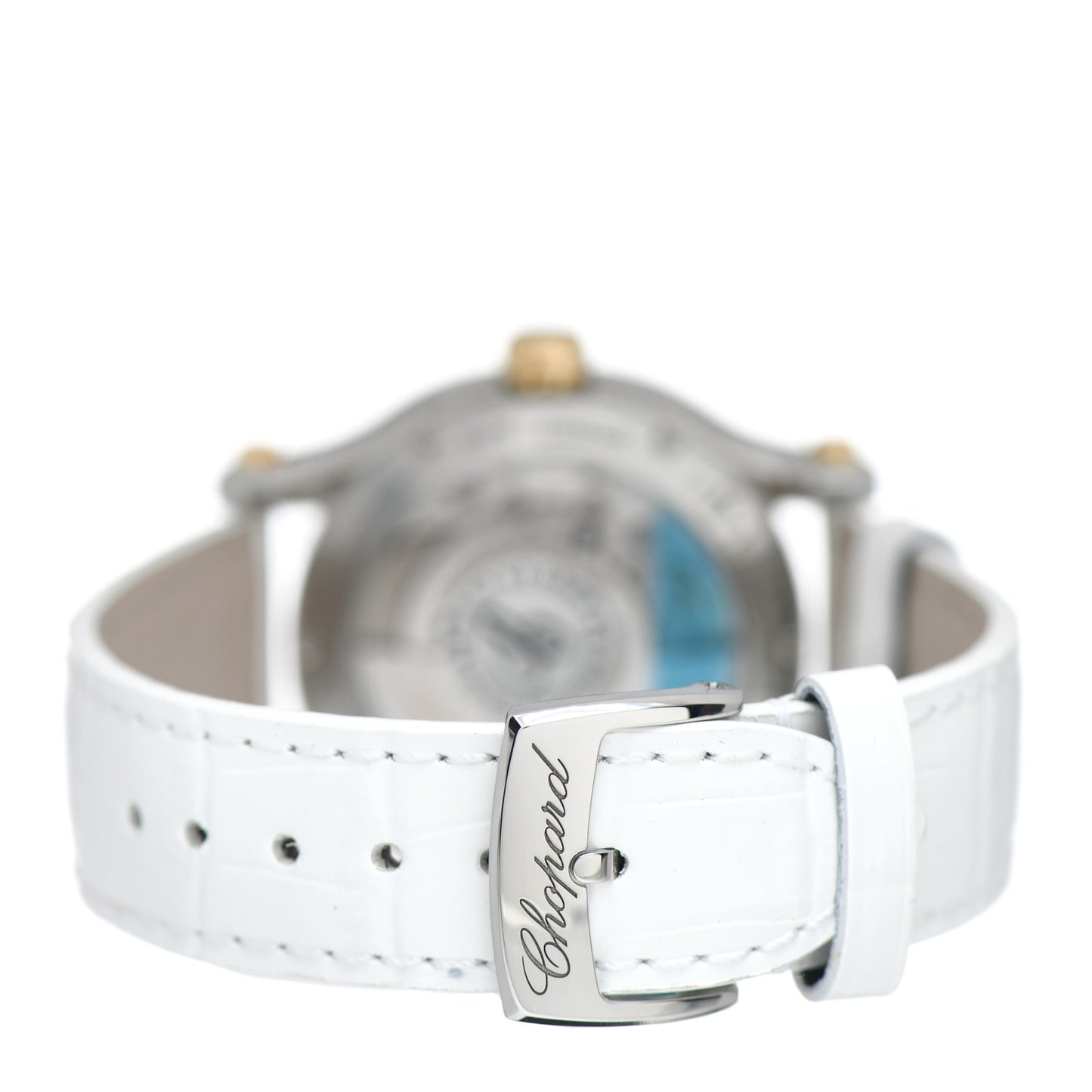 Stainless Steel 18K Yellow Gold Alligator Diamond Bezel 36mm Happy Sport Cannes Palm Automatic Watch