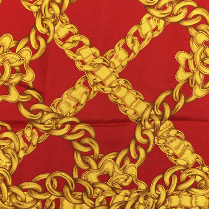 Chanel Silk Chain CC Scarf Red Gold 3 of 3