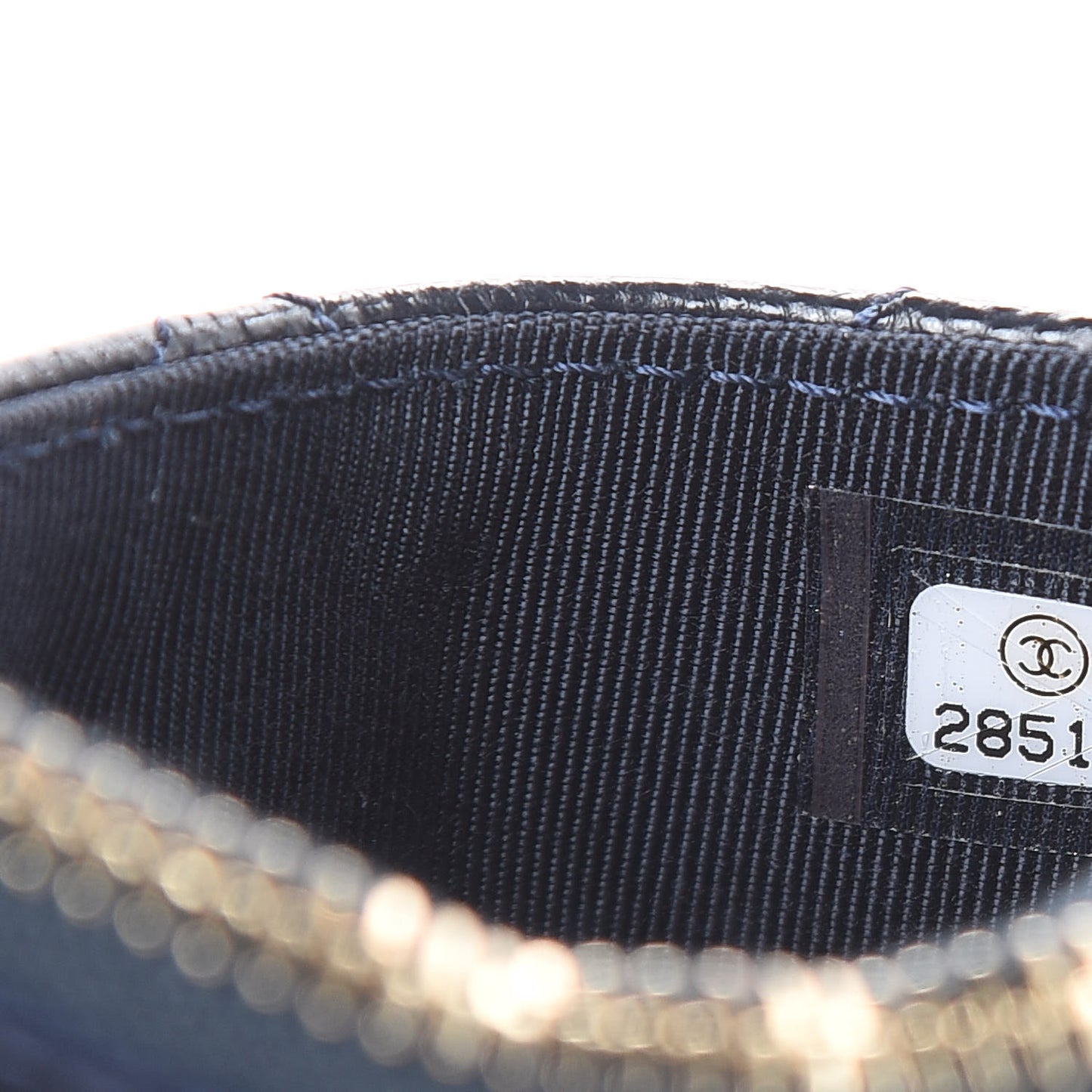 Caviar Quilted CC Zip Card Holder Navy Blue
