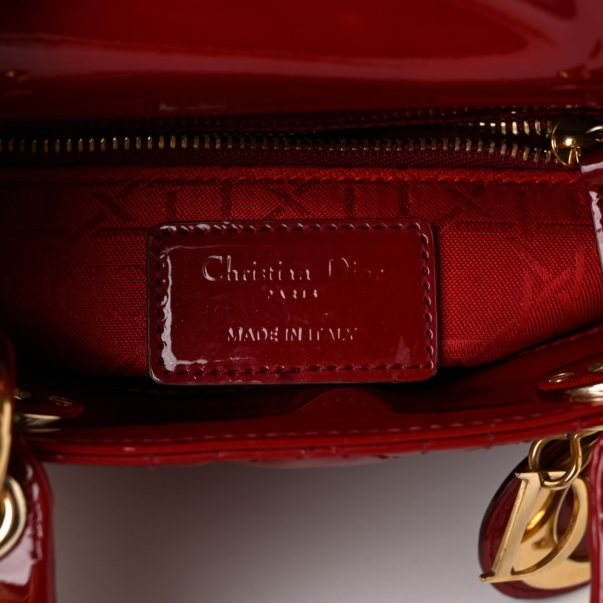 Christian Dior Patent Cannage Mini Lady Dior Red 6 of 10