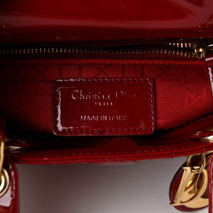 Christian Dior Patent Cannage Mini Lady Dior Red 6 of 10