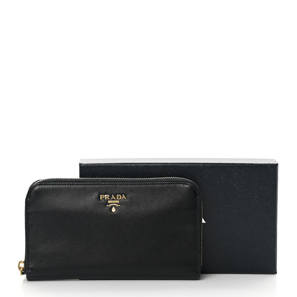 Prada Saffiano Metal Zip Around Wallet Black 12 of 12