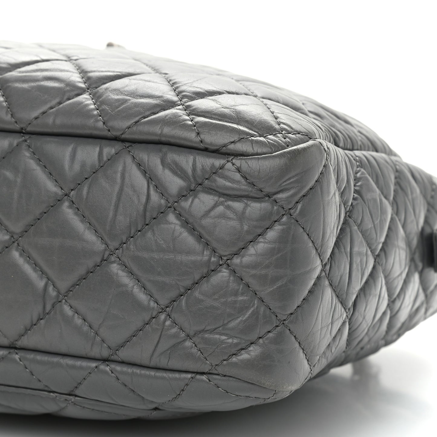 Aged Calfskin Quilted Large Reissue Camera Case Grey