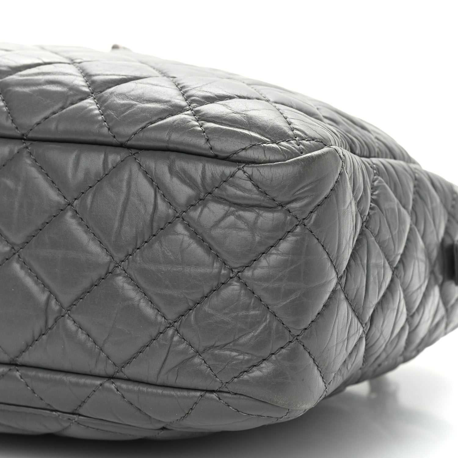 Chanel Aged Calfskin Quilted Large Reissue Camera Case Grey 10 of 11