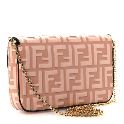 Fendi Calfskin FF Diamonds Wallet On Chain Pink 2 of 10