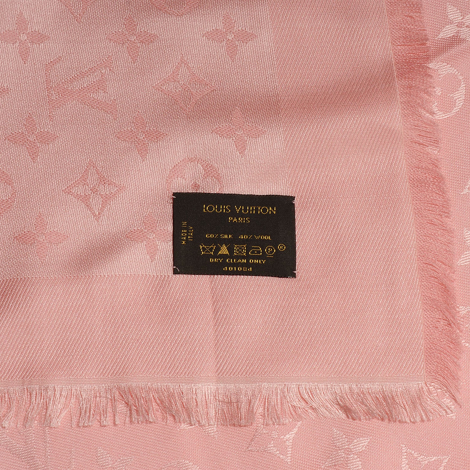 Louis Vuitton Wool Silk Monogram Shawl Rose Petale 5 of 5