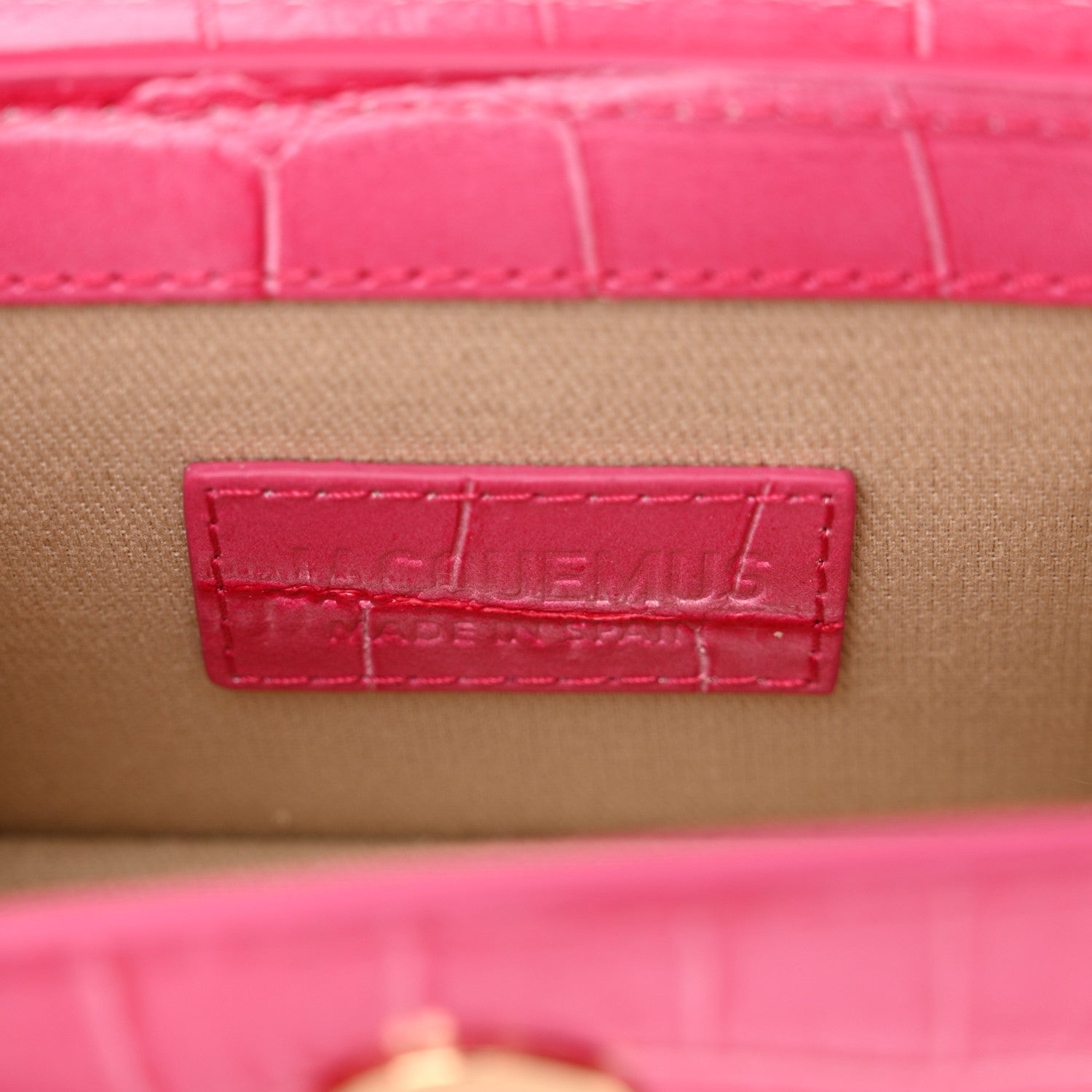 Jacquemus Calfskin Crocodile Embossed Le Chiquito Dark Pink 6 of 10