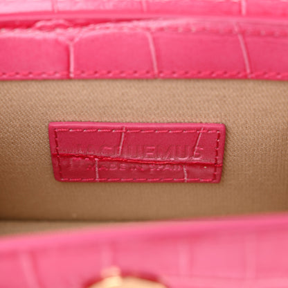 Jacquemus Calfskin Crocodile Embossed Le Chiquito Dark Pink 6 of 10