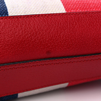 Gucci Canvas Calfskin Sylvie Stripe Logo Mens Tote Red White Blue 12 of 12