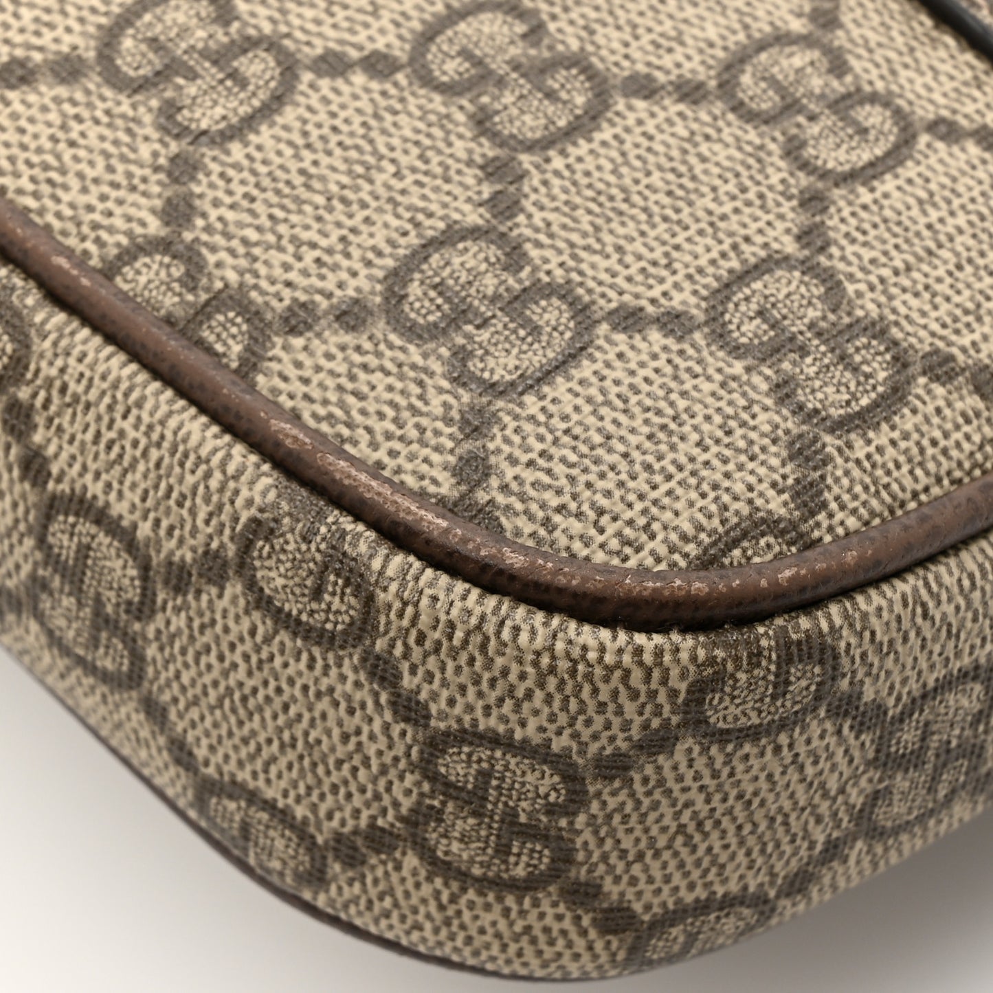 GG Supreme Monogram Textured Dollar Calfskin Web Mini Ophidia Envelope Shoulder Bag Beige Ebony New Acero
