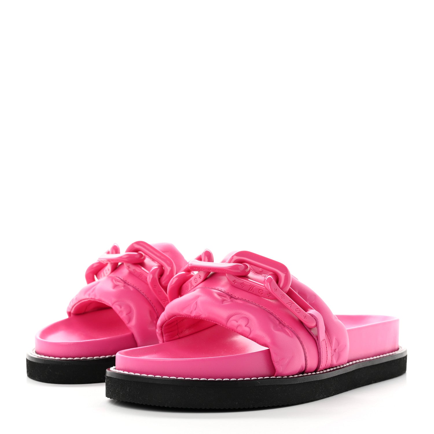 Louis Vuitton Calfskin Embossed Monogram Sunset Flat Comfort Mule 39 Rose Pop 3 of 8