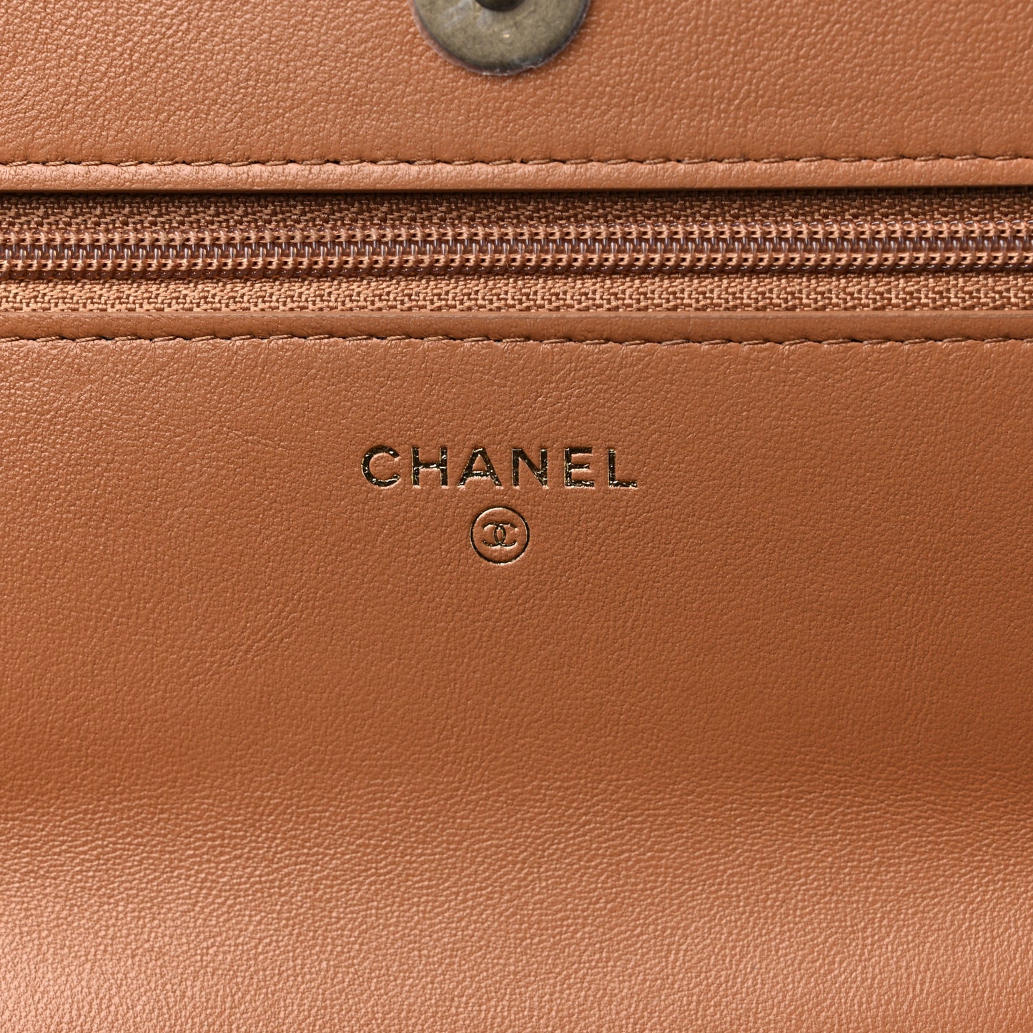 Lambskin Quilted Chanel 19 Wallet On Chain WOC Brown
