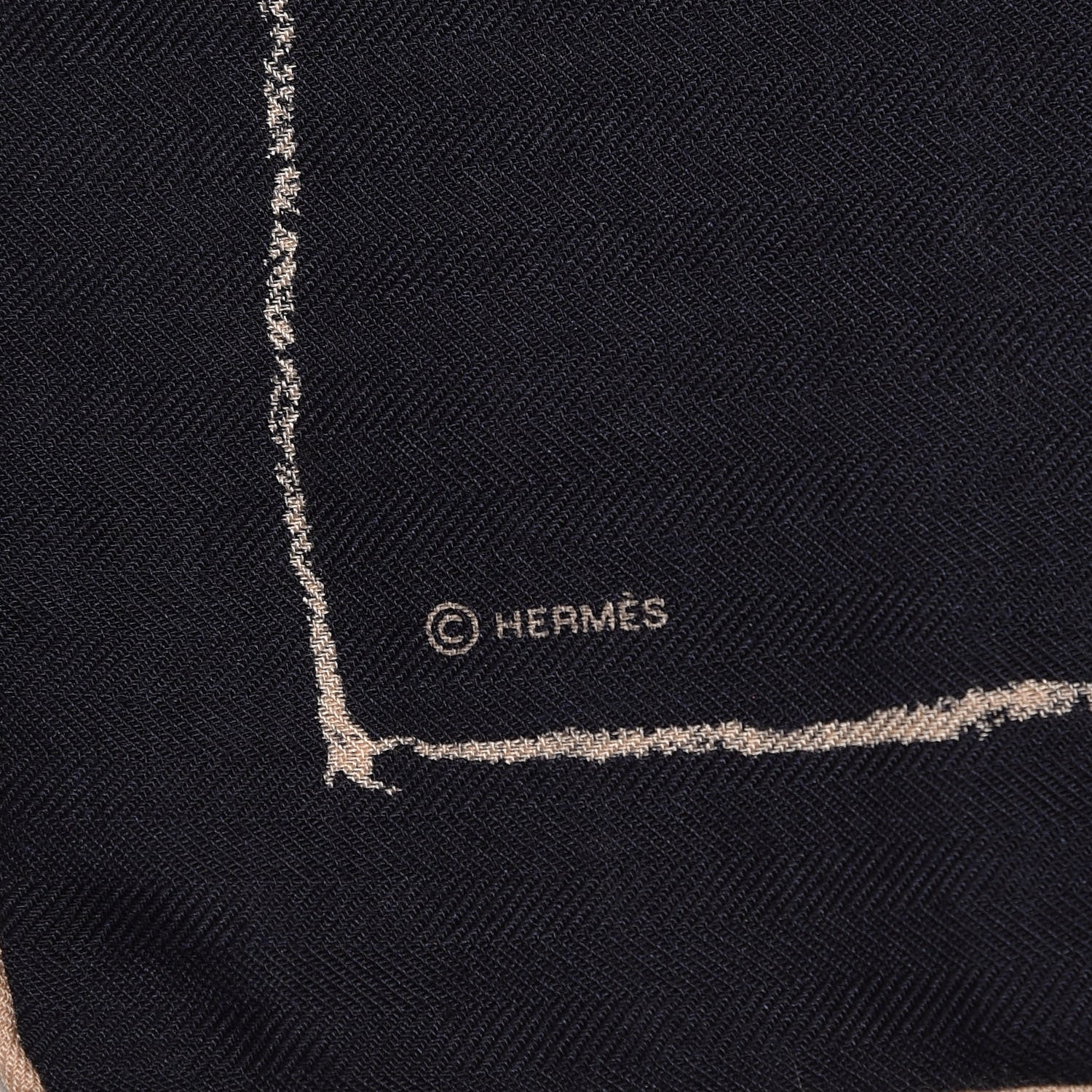 Hermes Cashmere Silk Pirouette au Galop Shawl 140 Marine Naturel Beige 5 of 6