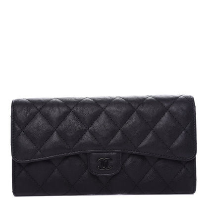 Chanel Crumpled Calfskin Quilted Large Flap Wallet So Black 1 of 8