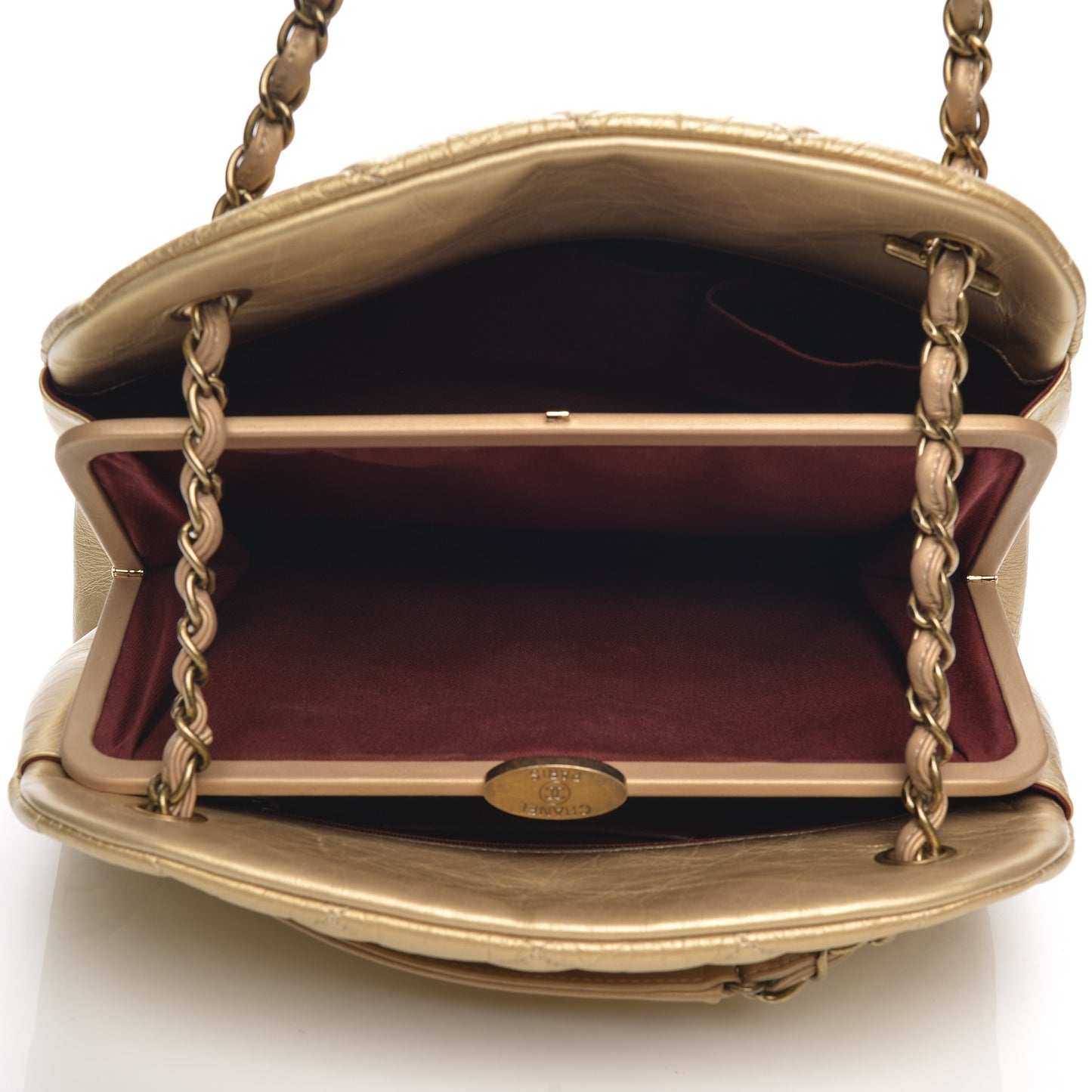 Calfskin Large Just Mademoiselle Bowling Bag Gold