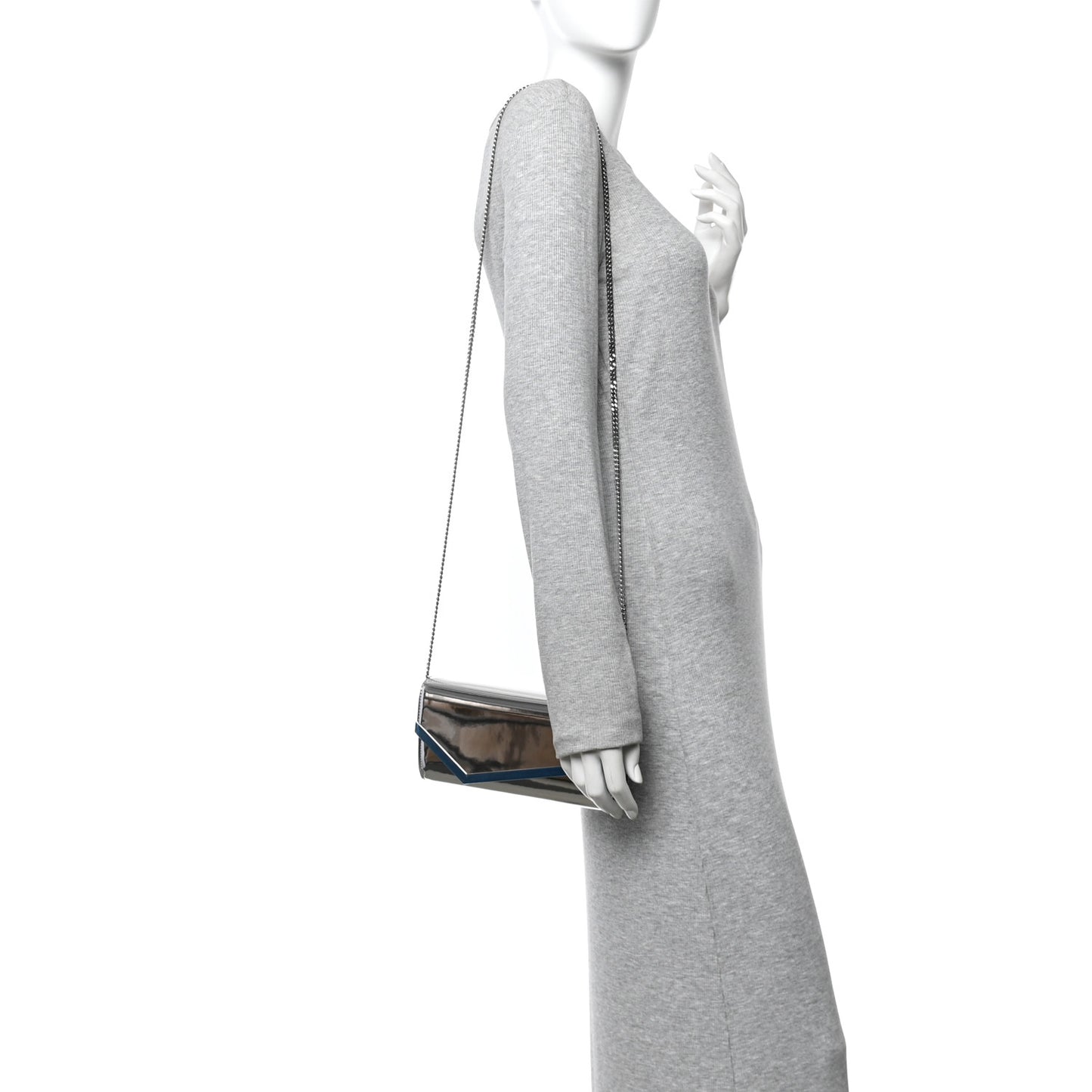 Metallic Mirror Fabric Emmie Clutch Bag Silver