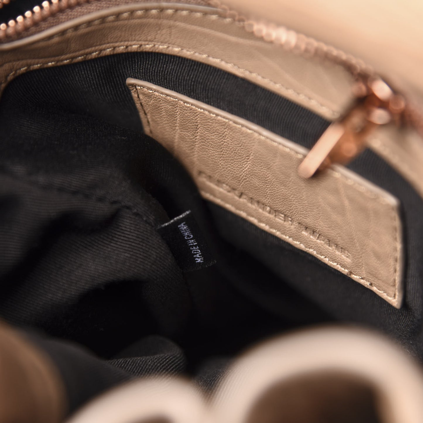 Pebbled Lambskin Diego Bucket Bag Latte