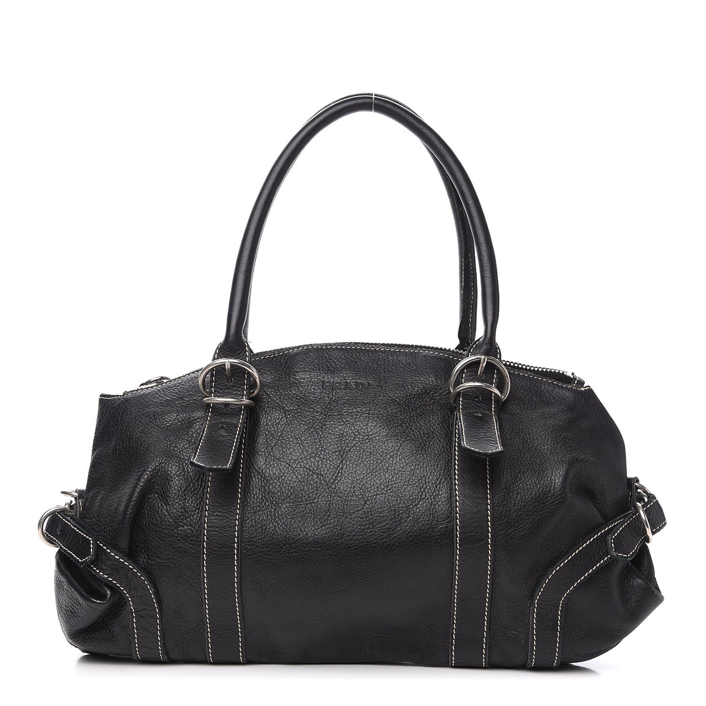 Calfskin Wrapping Satchel Bag Black