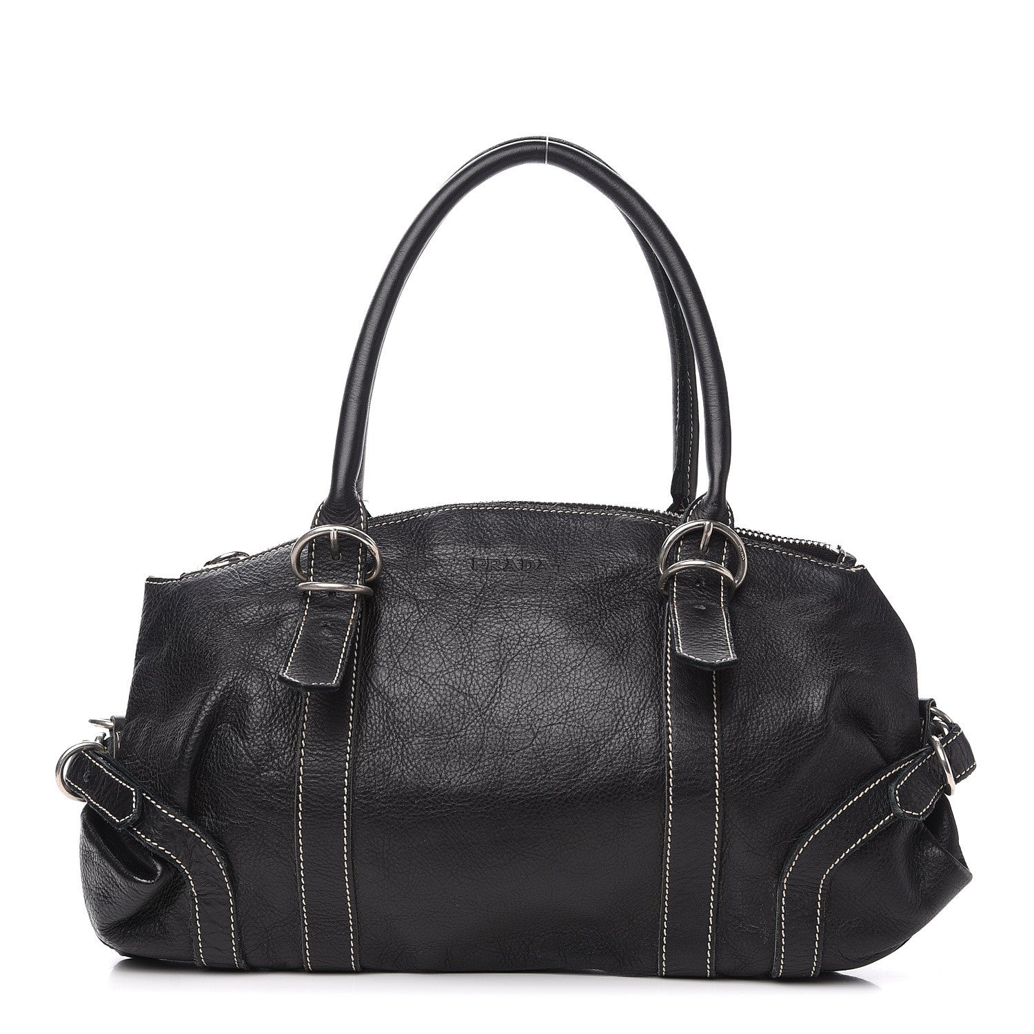 Prada Calfskin Wrapping Satchel Bag Black 1 of 16