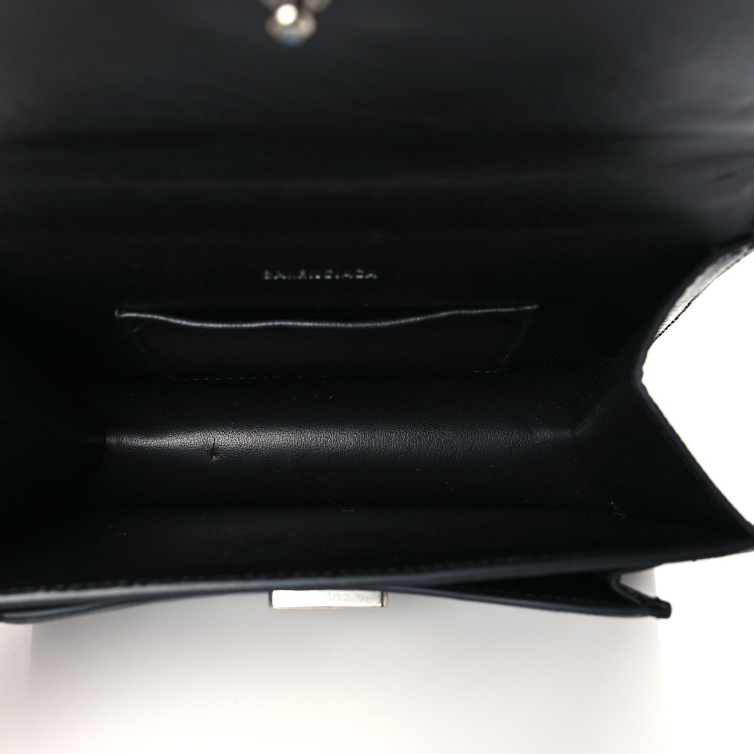 Balenciaga Patent Calfskin Lizard Embossed XS Sharp Top Handle Bag Black 5 of 10