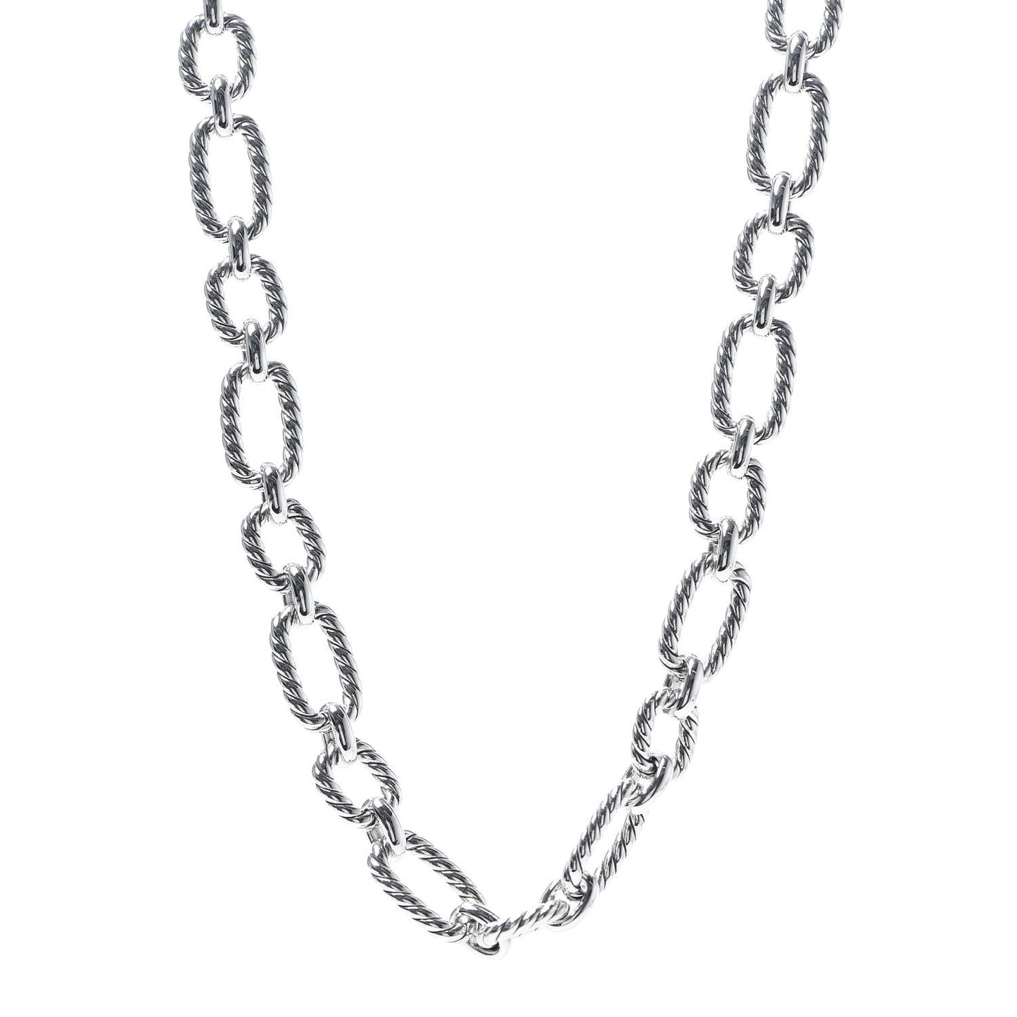 Sterling Silver 12.5mm Cushion Link Chain Necklace