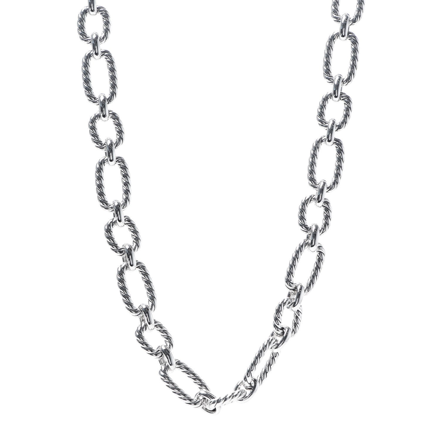David Yurman Sterling Silver 12.5mm Cushion Link Chain Necklace 1 of 5