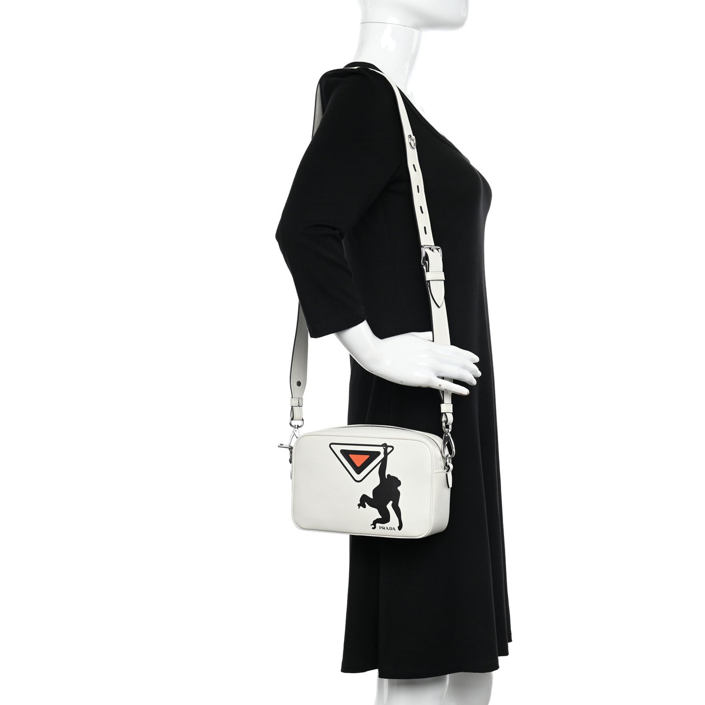 City Calf Monkey Print Camera Bag White Papaya