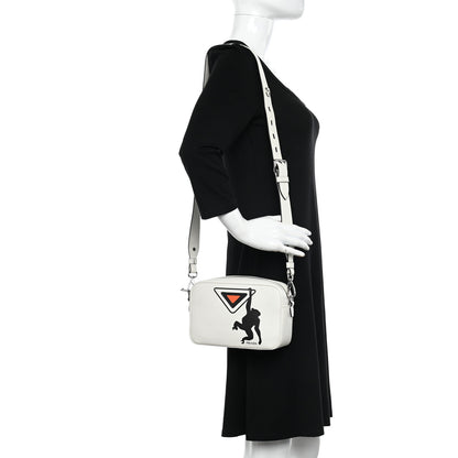 Prada City Calf Monkey Print Camera Bag White Papaya 2 of 14