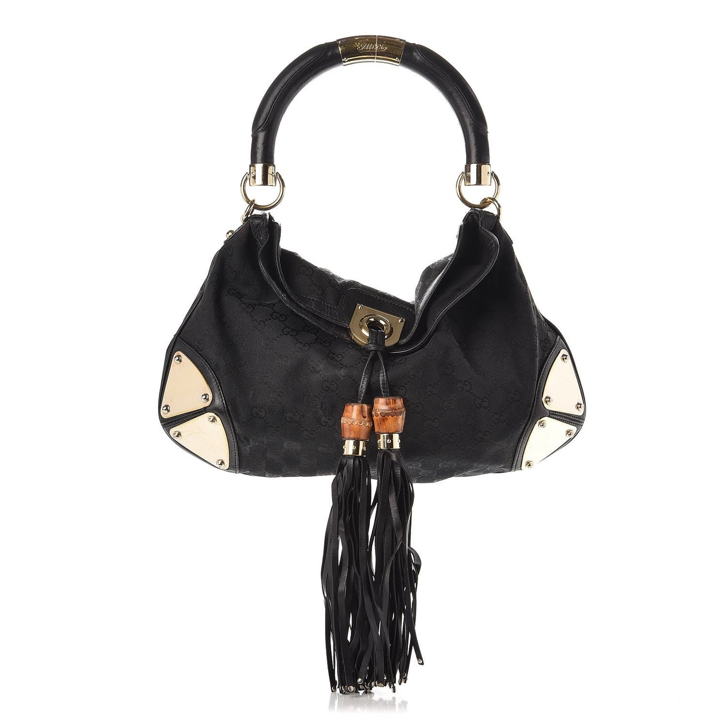 Monogram Medium Indy Top Handle Hobo Bag Black
