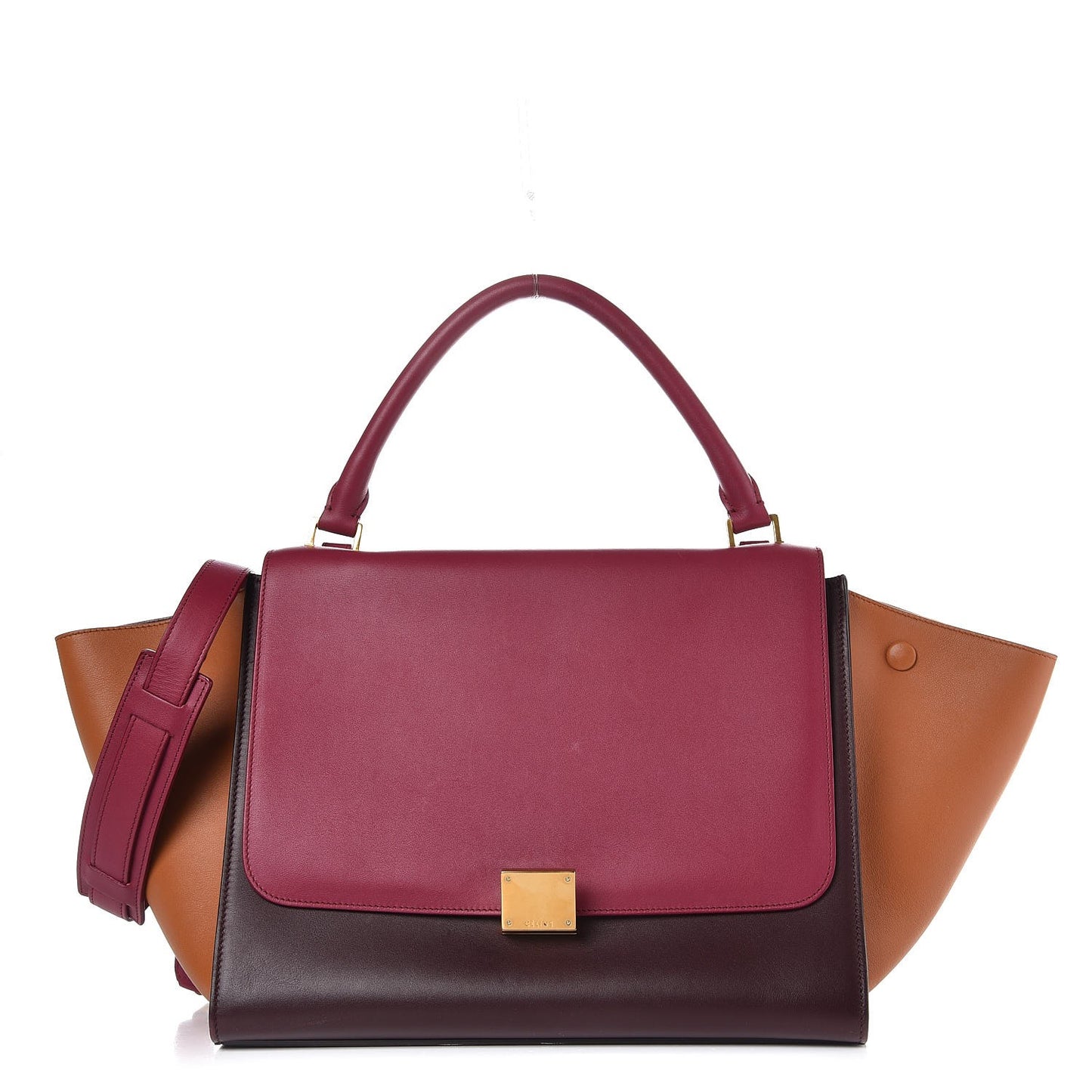 Smooth Calfskin Medium Tri-color Trapeze Orchid Burgundy Tan
