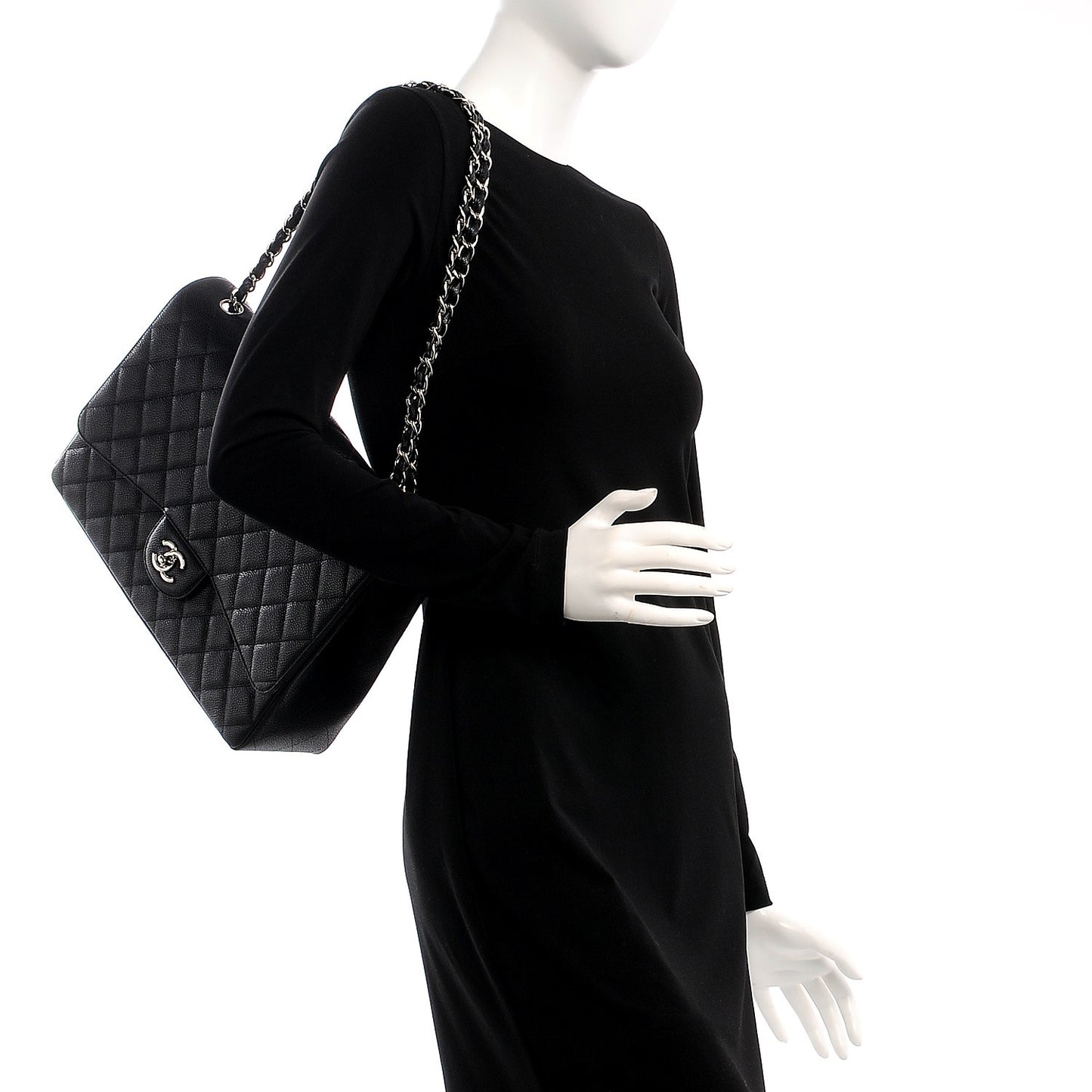 Caviar Quilted Maxi Single Flap Black