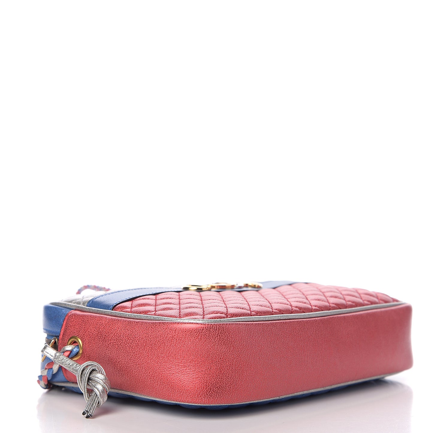 Laminated Nappa Trapuntata Small Zumi Shoulder Bag Rosso Marine Argento