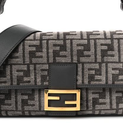 Fendi Chenille FF Embroidered Baguette Antracite Asfalto 7 of 13