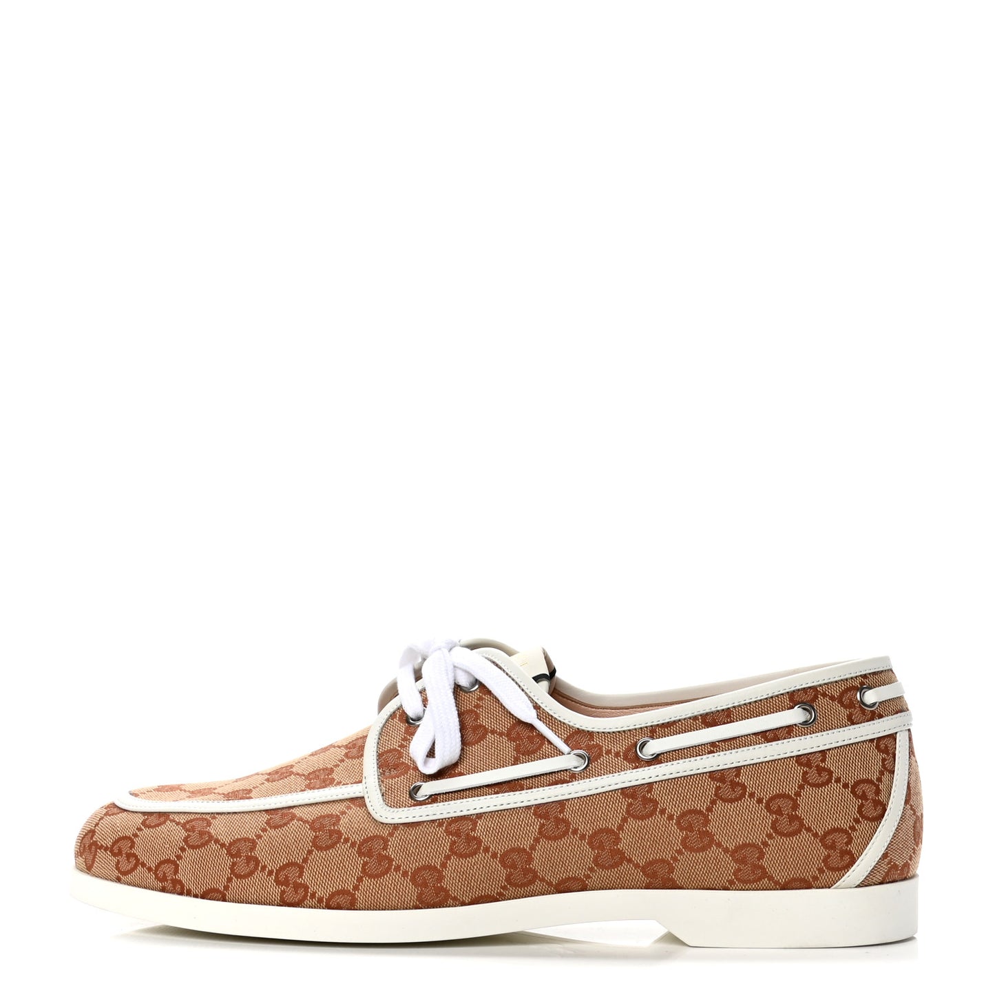 Monogram Mens Boat Shoes 14 Beige Ruggine White