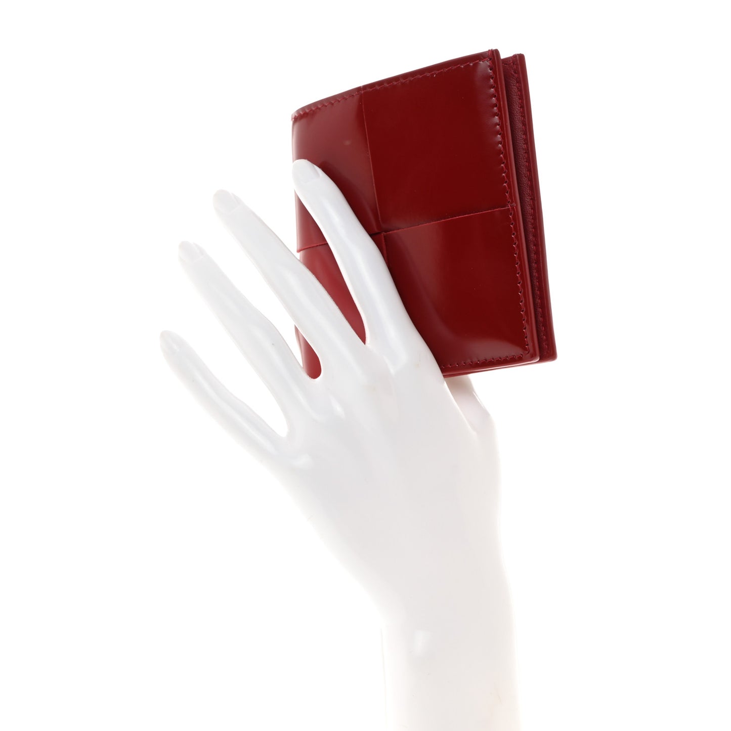 Nappa Maxi Intrecciato Card Holder Wallet Dark Red