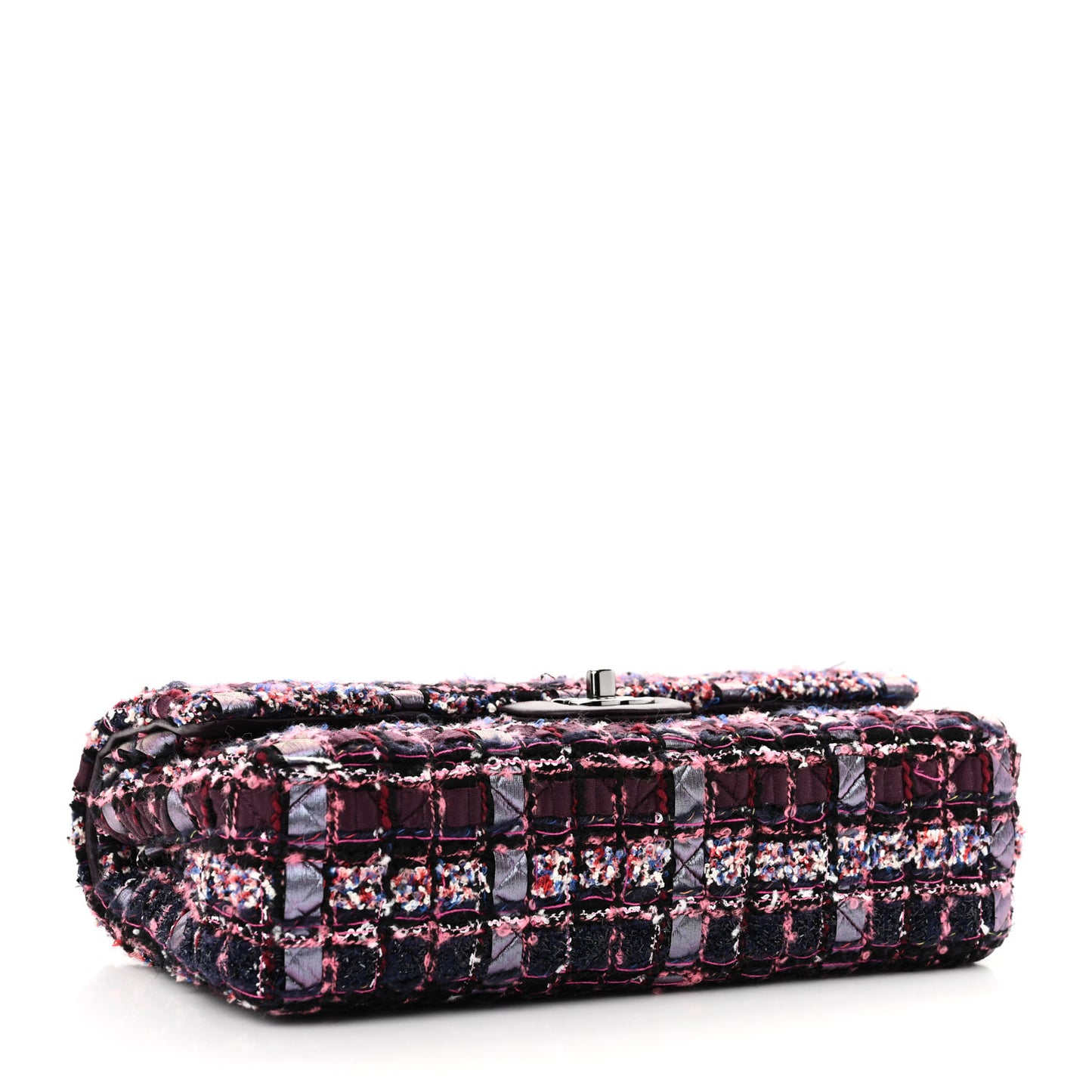Tweed Quilted Medium Double Flap Dark Purple