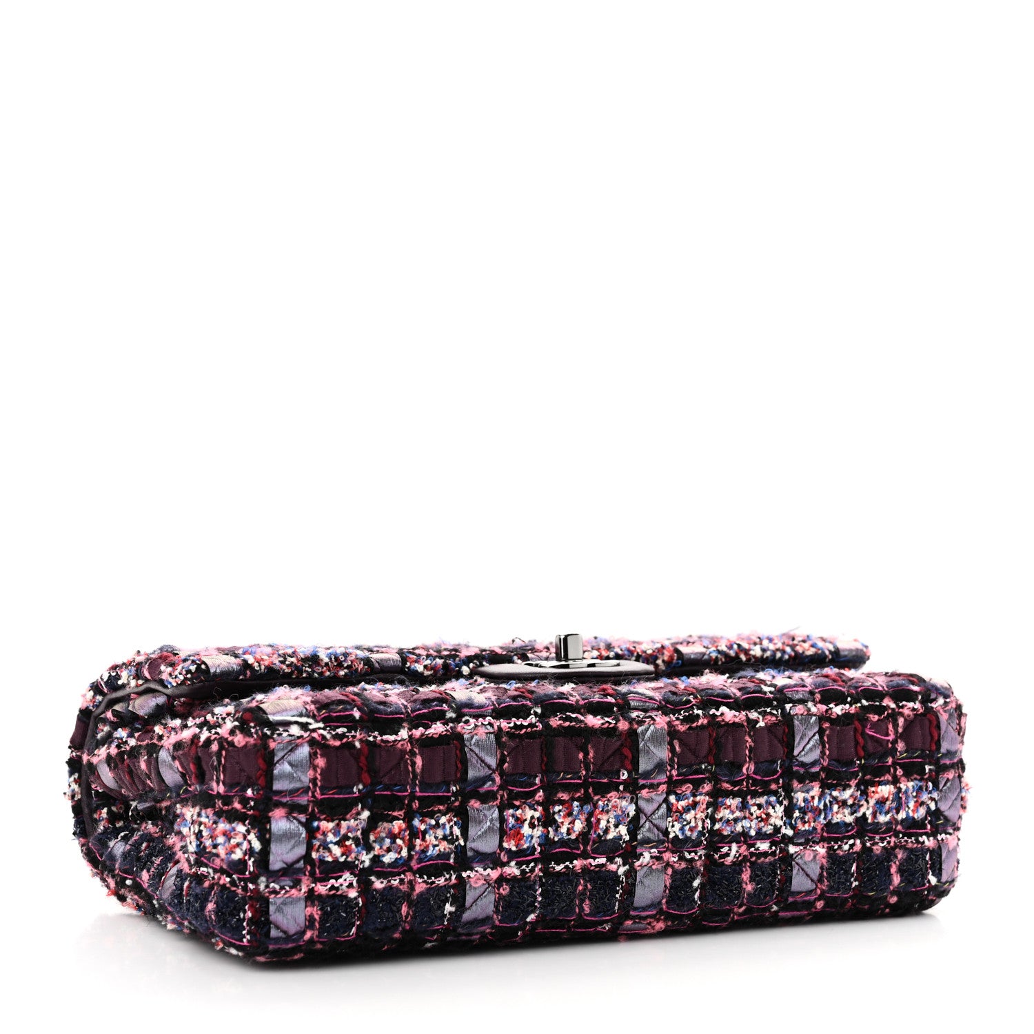 Chanel Tweed Quilted Medium Double Flap Dark Purple 4 of 11