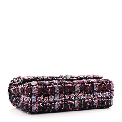Chanel Tweed Quilted Medium Double Flap Dark Purple 4 of 11