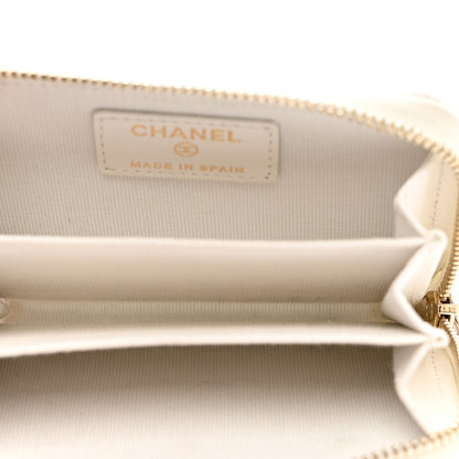 Chanel Caviar Enamel Coco Casino Quilted Zip Coin Purse White 5 of 8