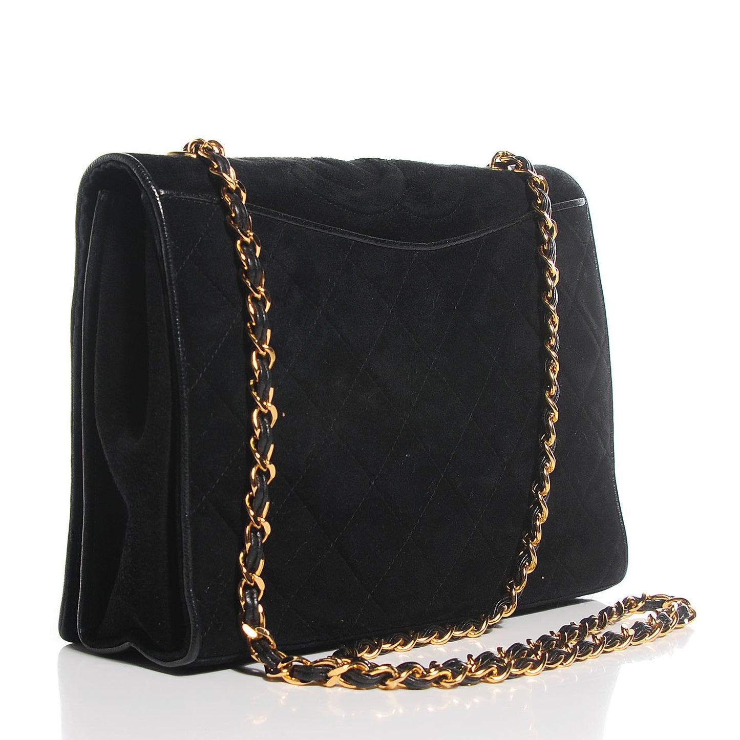 Suede Quilted Small Flap Bag Black