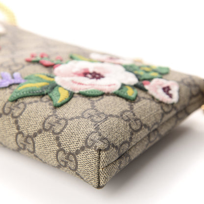 Gucci GG Supreme Monogram Embroidered Flower Chain Wrist Wallet 6 of 11