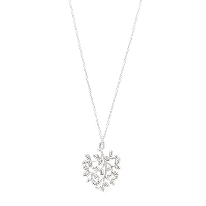 Tiffany Sterling Silver Paloma Picasso Olive Leaf Heart Branch Pendant Necklace 1 of 5