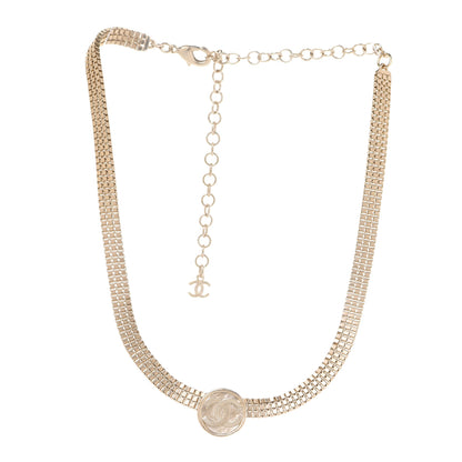 Chanel Metal Chain Link CC Medallion Choker Necklace Gold 3 of 6
