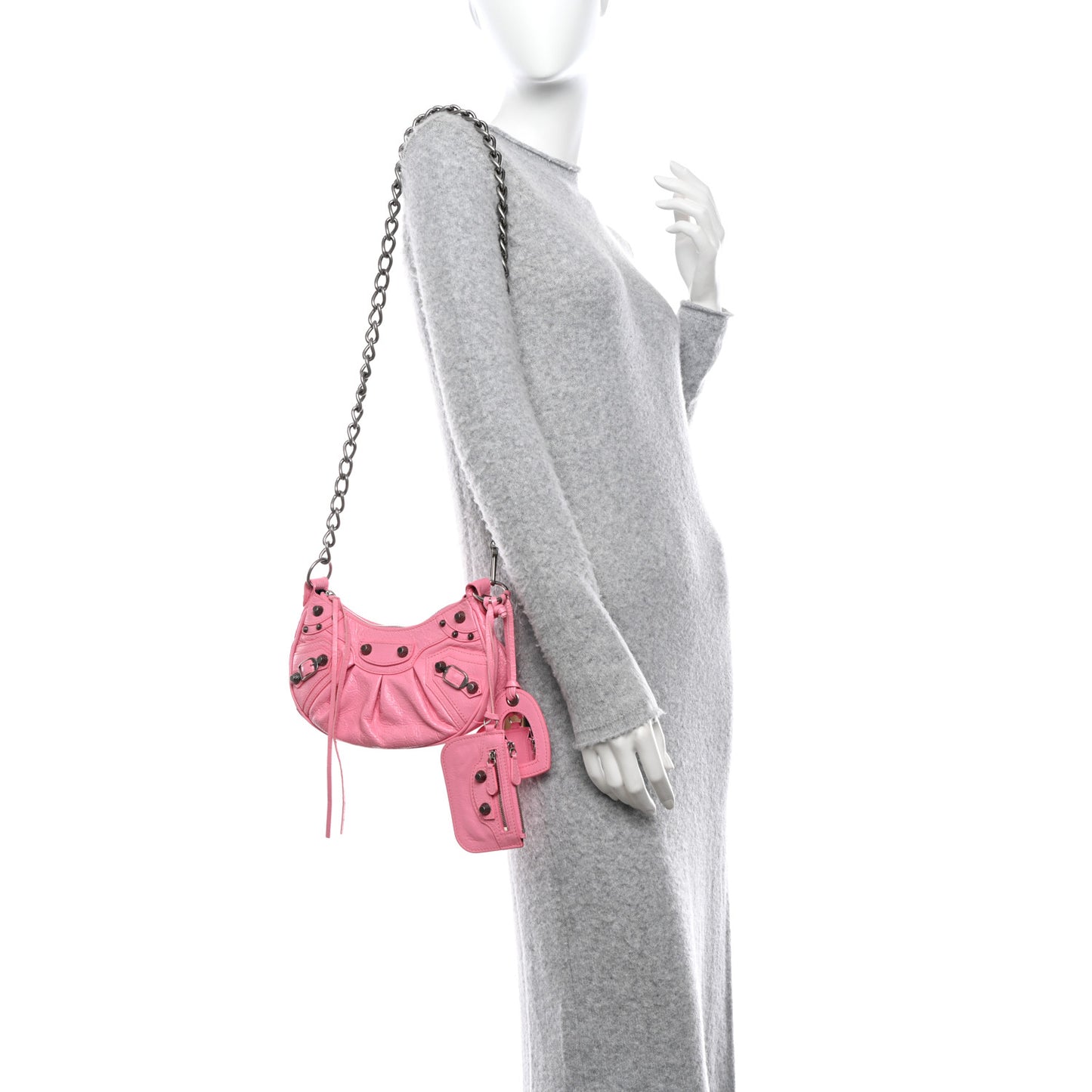 Agneau Arena Le Cagole Chain Shoulder Bag XS Candy Pink