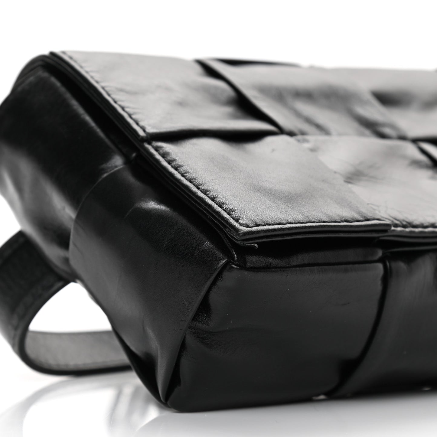 Paper Calfskin Intrecciato Cassette Belt Bag Black